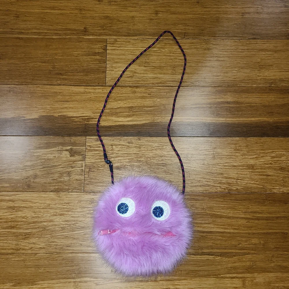 RARE Gymboree Cosmic Club Furry Purple Plush Monster Purse Zipper Mouth EUC